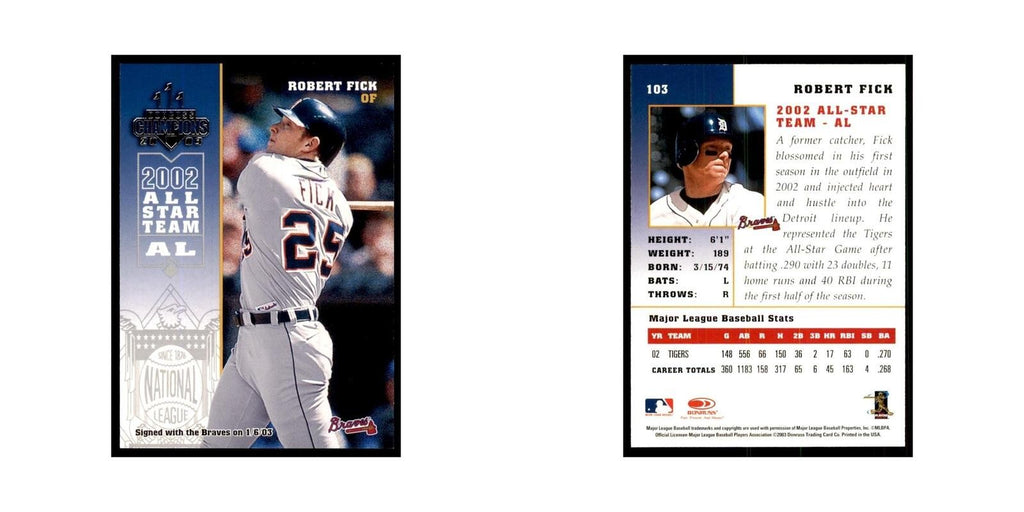 2003 Donruss Champions Robert Fick Baseball Cards #103