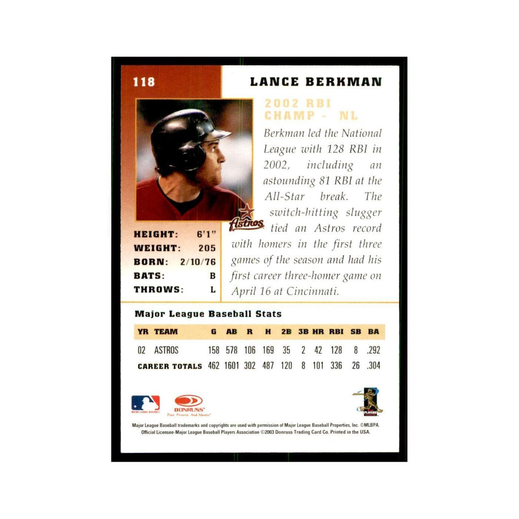 2003 Donruss Champions Lance Berkman Baseball Cards #118
