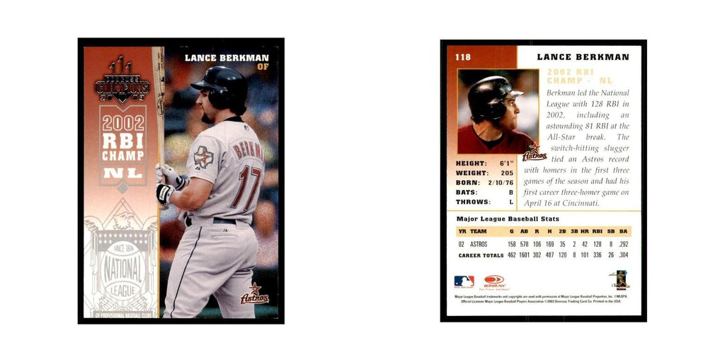 2003 Donruss Champions Lance Berkman Baseball Cards #118