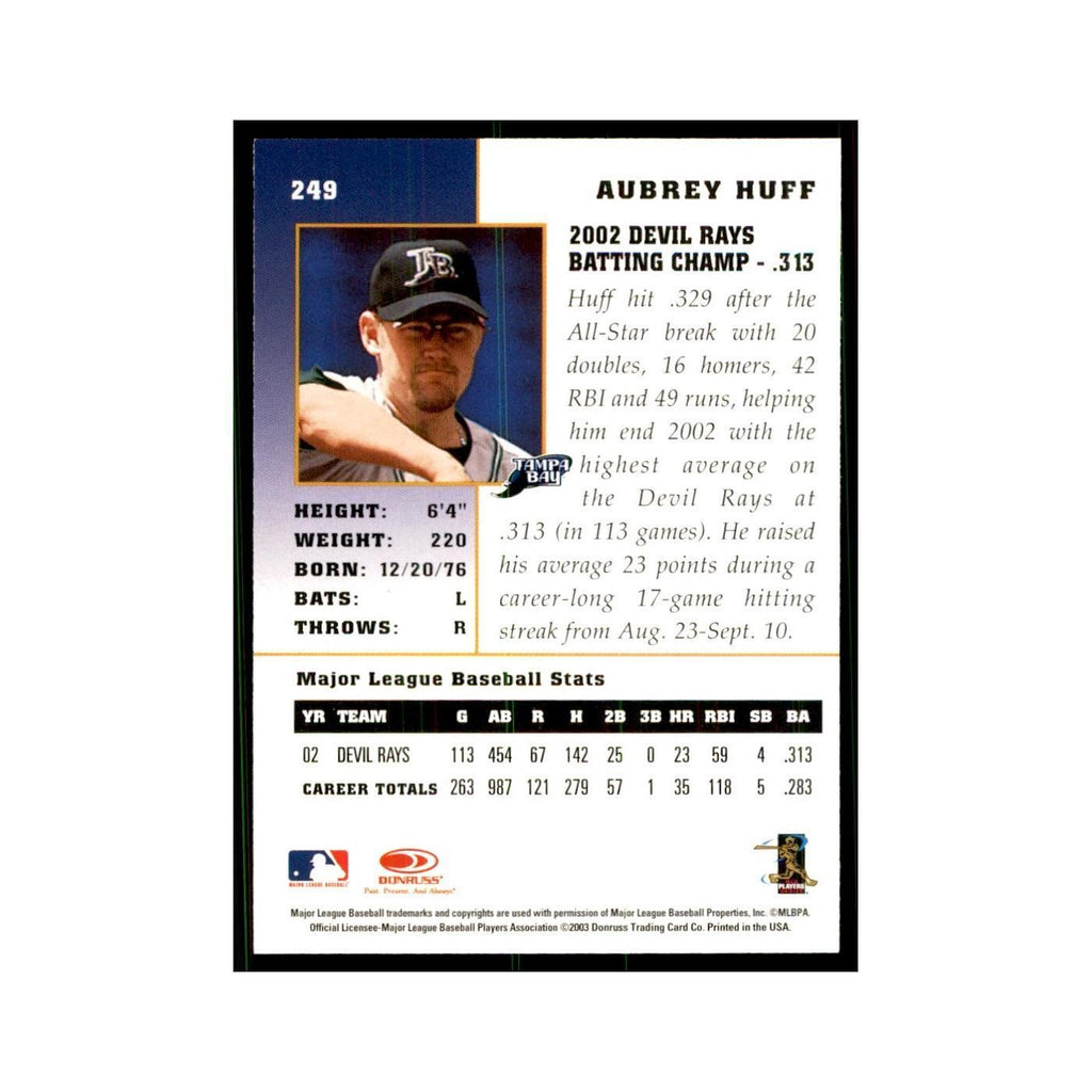 2003 Donruss Champions Aubrey Huff Baseball Cards #249