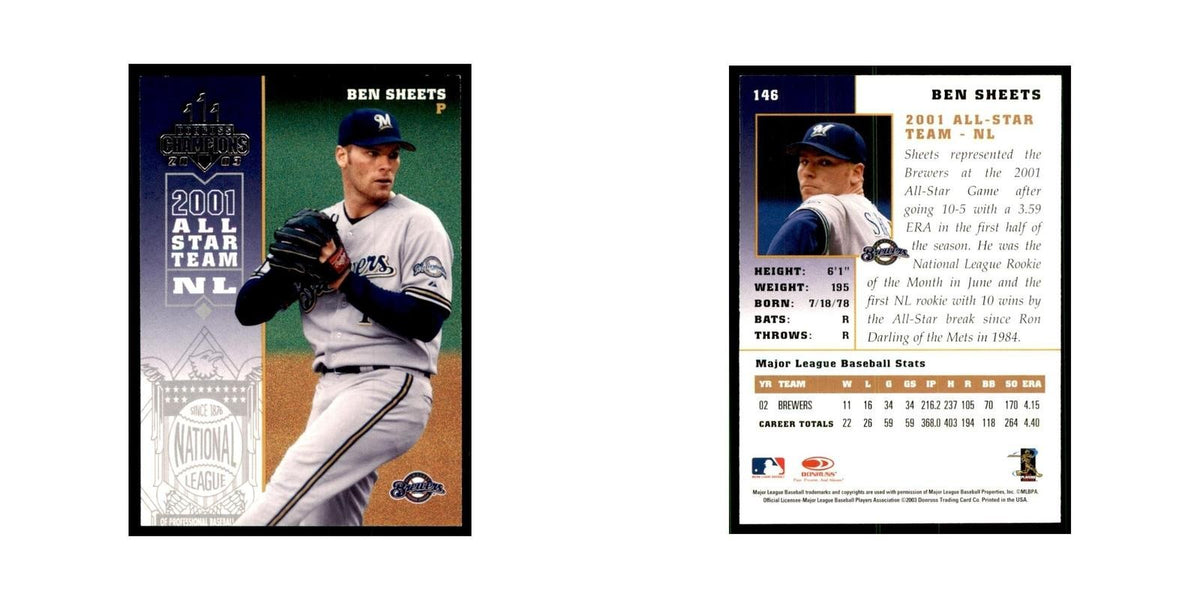 2003 Donruss Champions Ben Sheets Baseball Cards #146