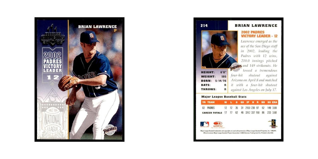 2003 Donruss Champions Brian Lawrence Baseball Cards #214