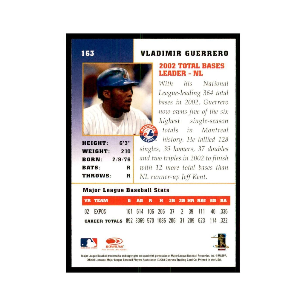2003 Donruss Champions Vladimir Guerrero Baseball Cards #163