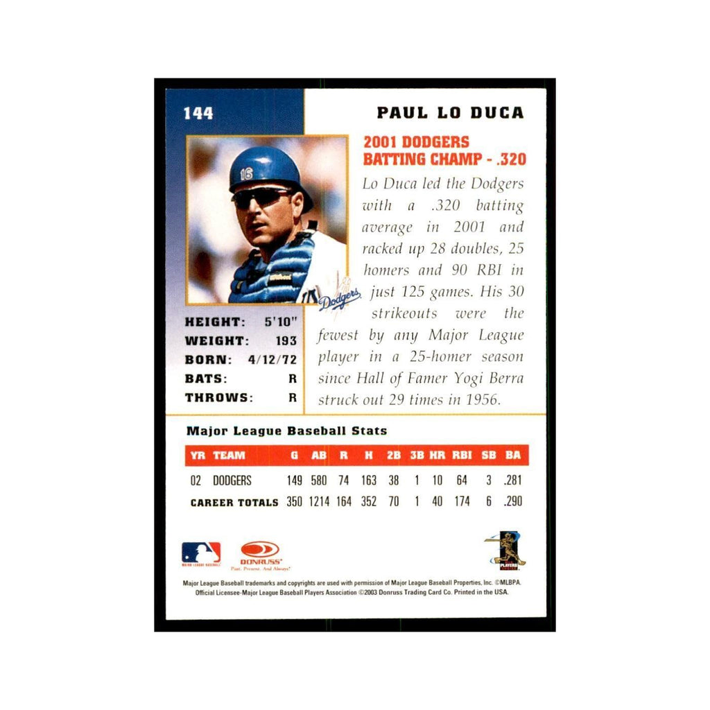 2003 Donruss Champions Paul Lo Duca Baseball Cards #144