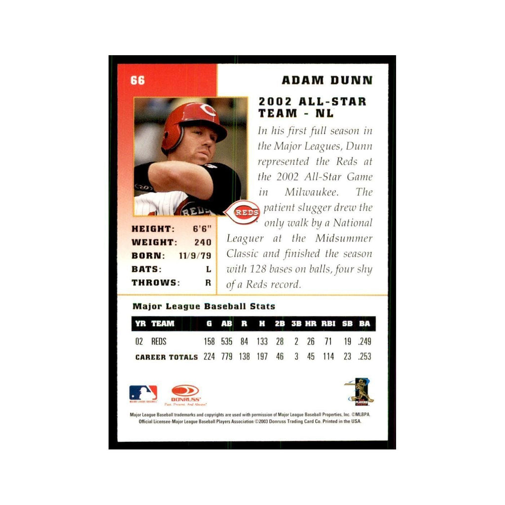 2003 Donruss Champions Adam Dunn Baseball Cards #66