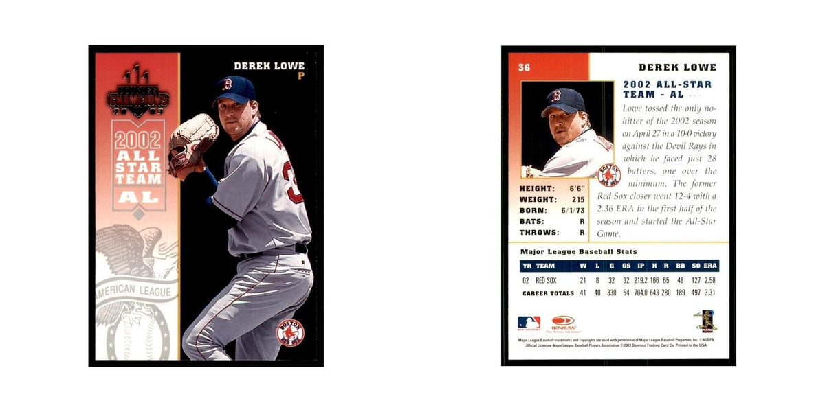 2003 Donruss Champions Derek Lowe Baseball Cards #36