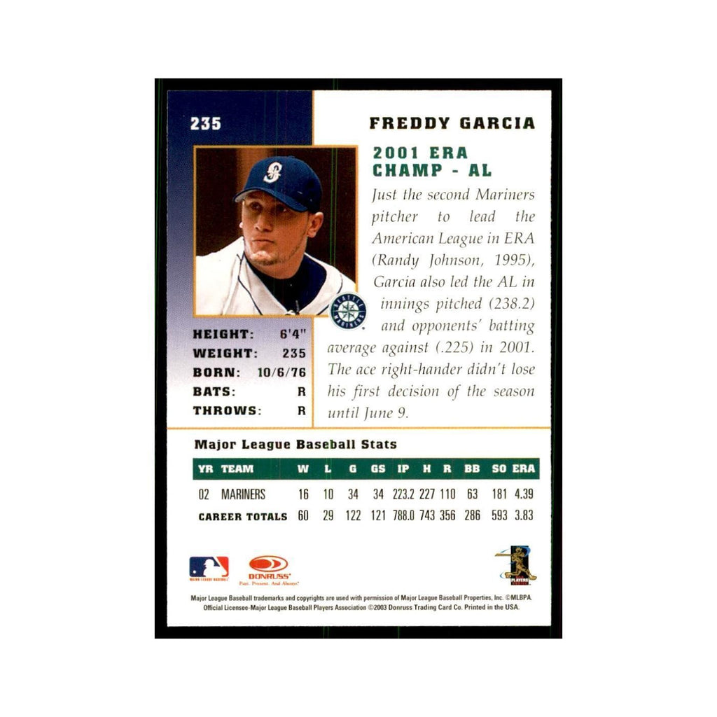 2003 Donruss Champions Freddy Garcia Baseball Cards #235