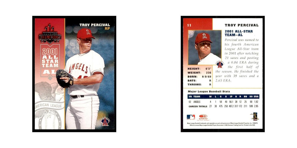 2003 Donruss Champions Troy Percival Baseball Cards #11