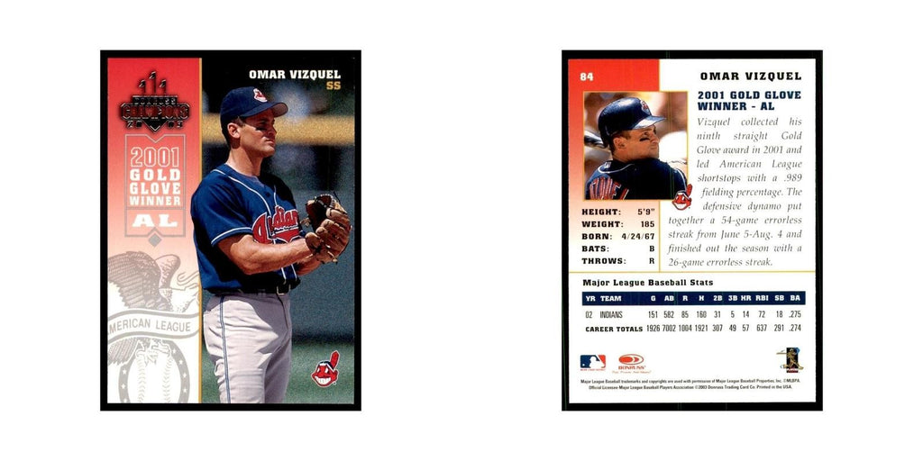 2003 Donruss Champions Omar Vizquel Baseball Cards #84