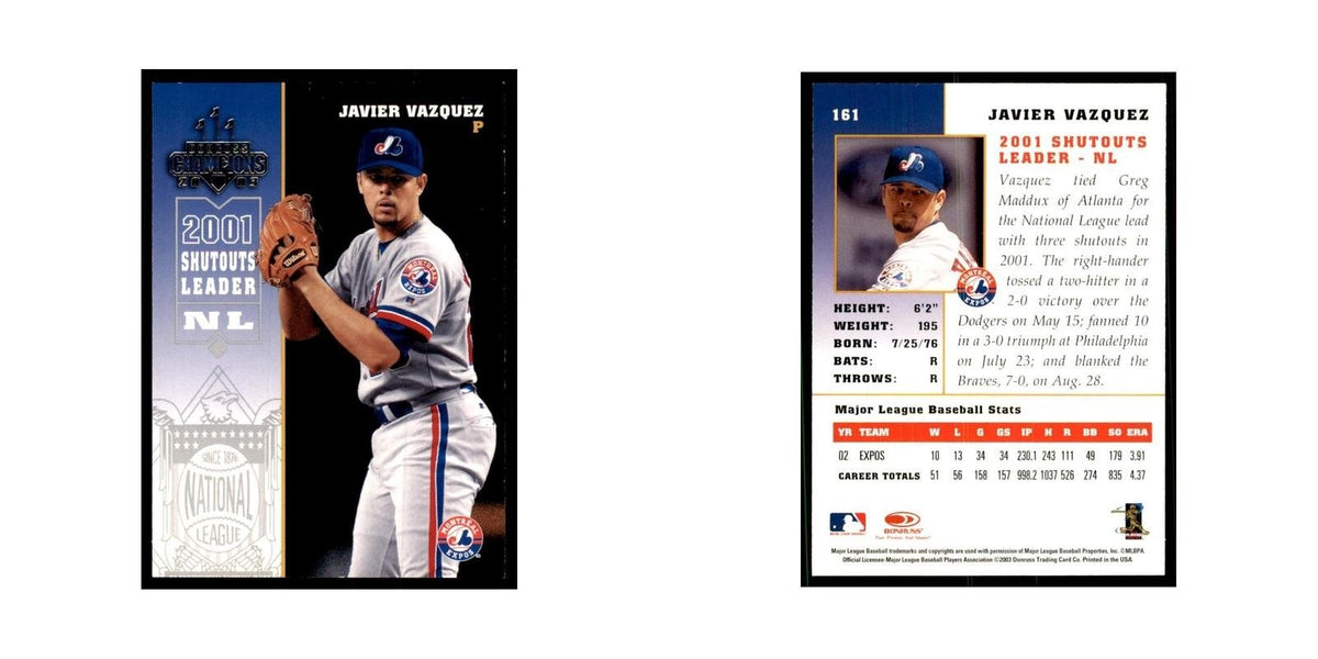 2003 Donruss Champions Javier Vazquez Baseball Cards #161