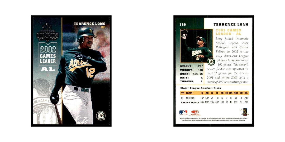 2003 Donruss Champions Terrence Long Baseball Cards #189