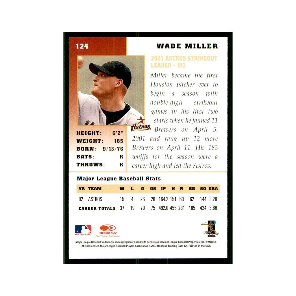 2003 Donruss Champions Wade Miller Baseball Cards #124
