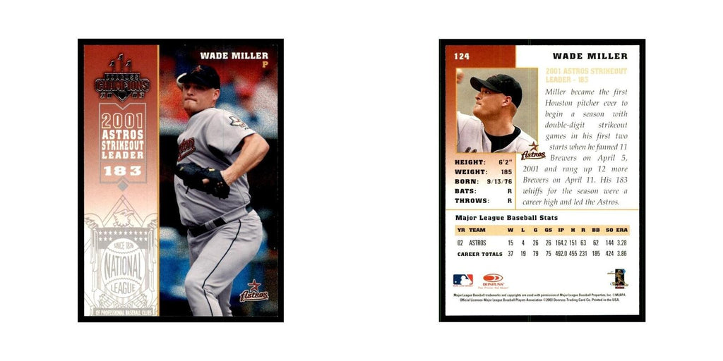 2003 Donruss Champions Wade Miller Baseball Cards #124