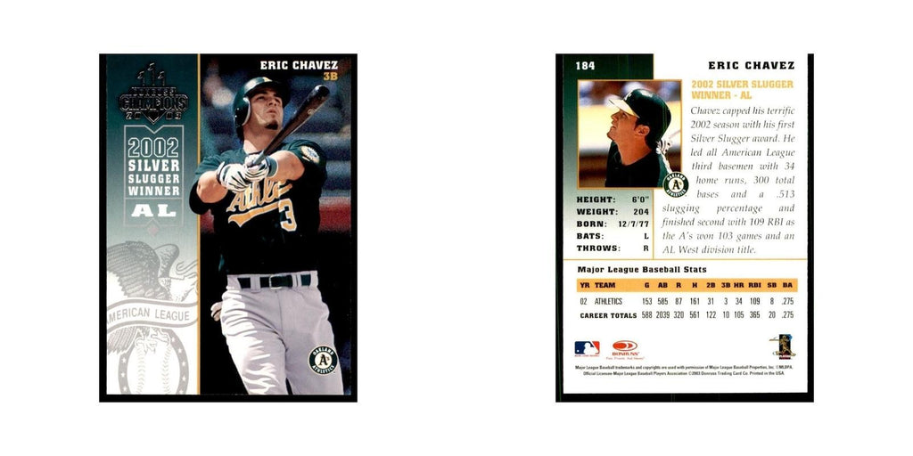 2003 Donruss Champions Eric Chavez Baseball Cards #184
