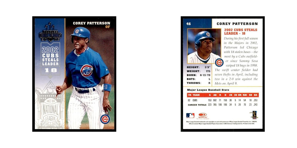 2003 Donruss Champions Corey Patterson Baseball Cards #46
