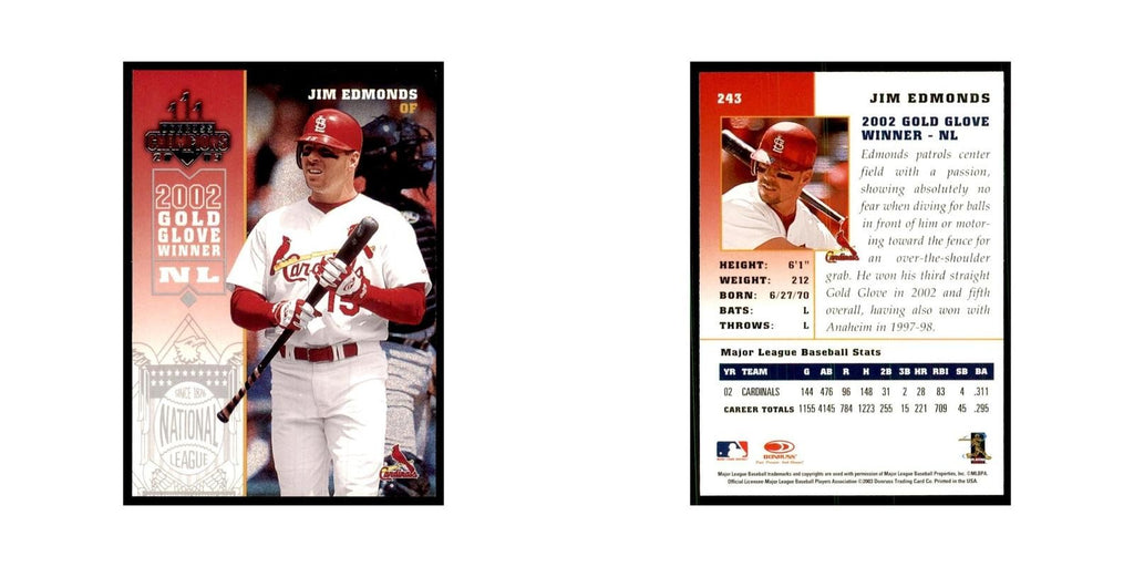 2003 Donruss Champions Jim Edmonds Baseball Cards #243