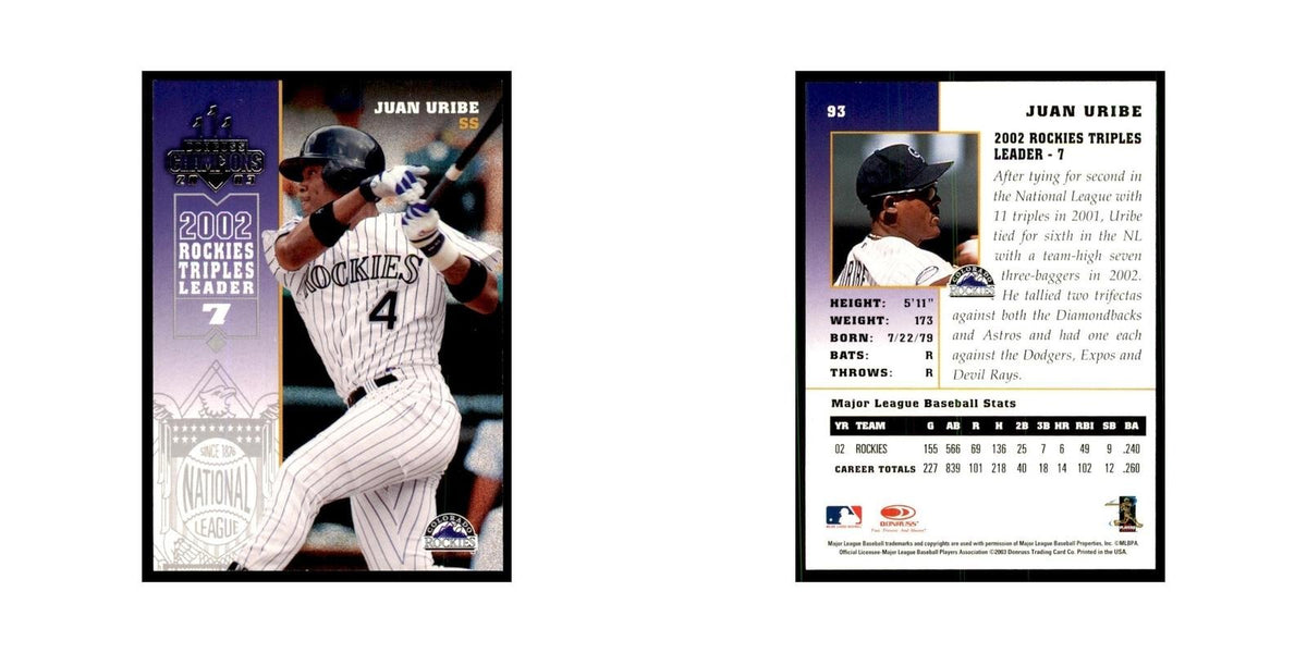 2003 Donruss Champions Juan Uribe Baseball Cards #93