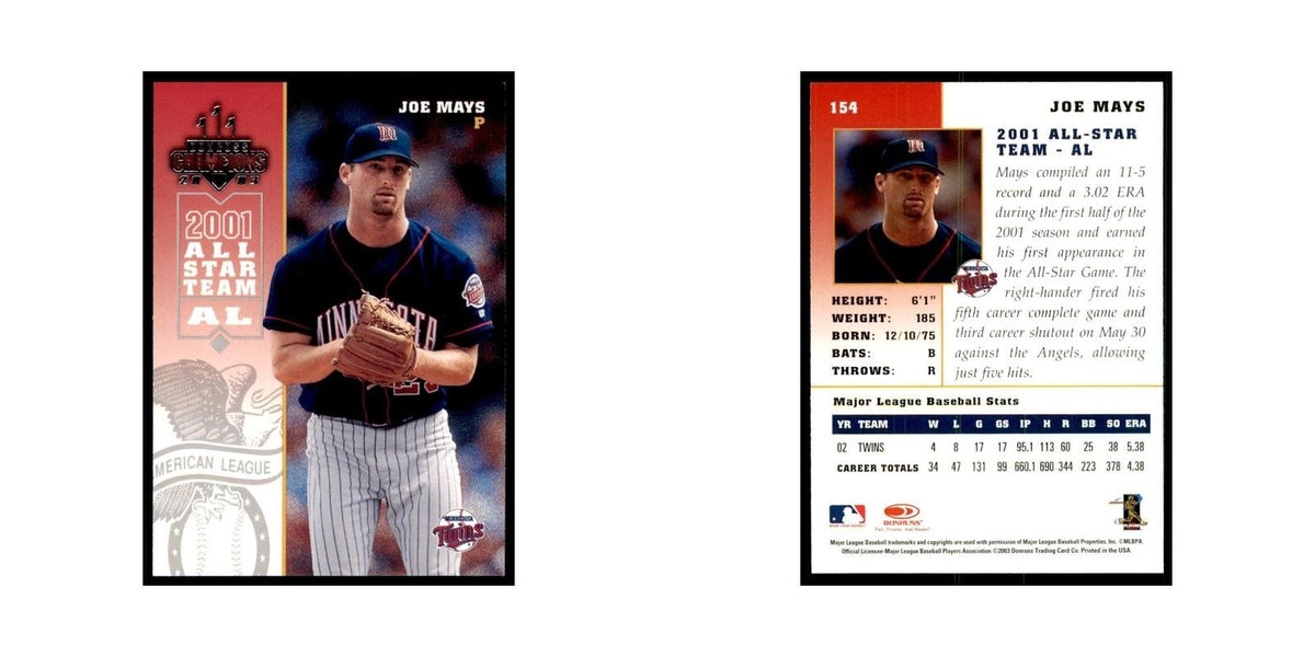 2003 Donruss Champions Joe Mays Baseball Cards #154