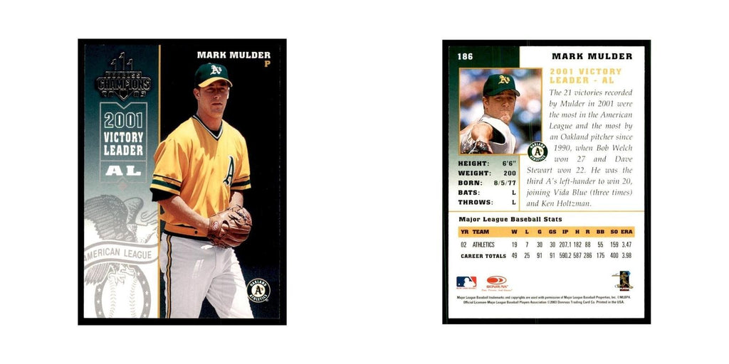 2003 Donruss Champions Mark Mulder Baseball Cards #186