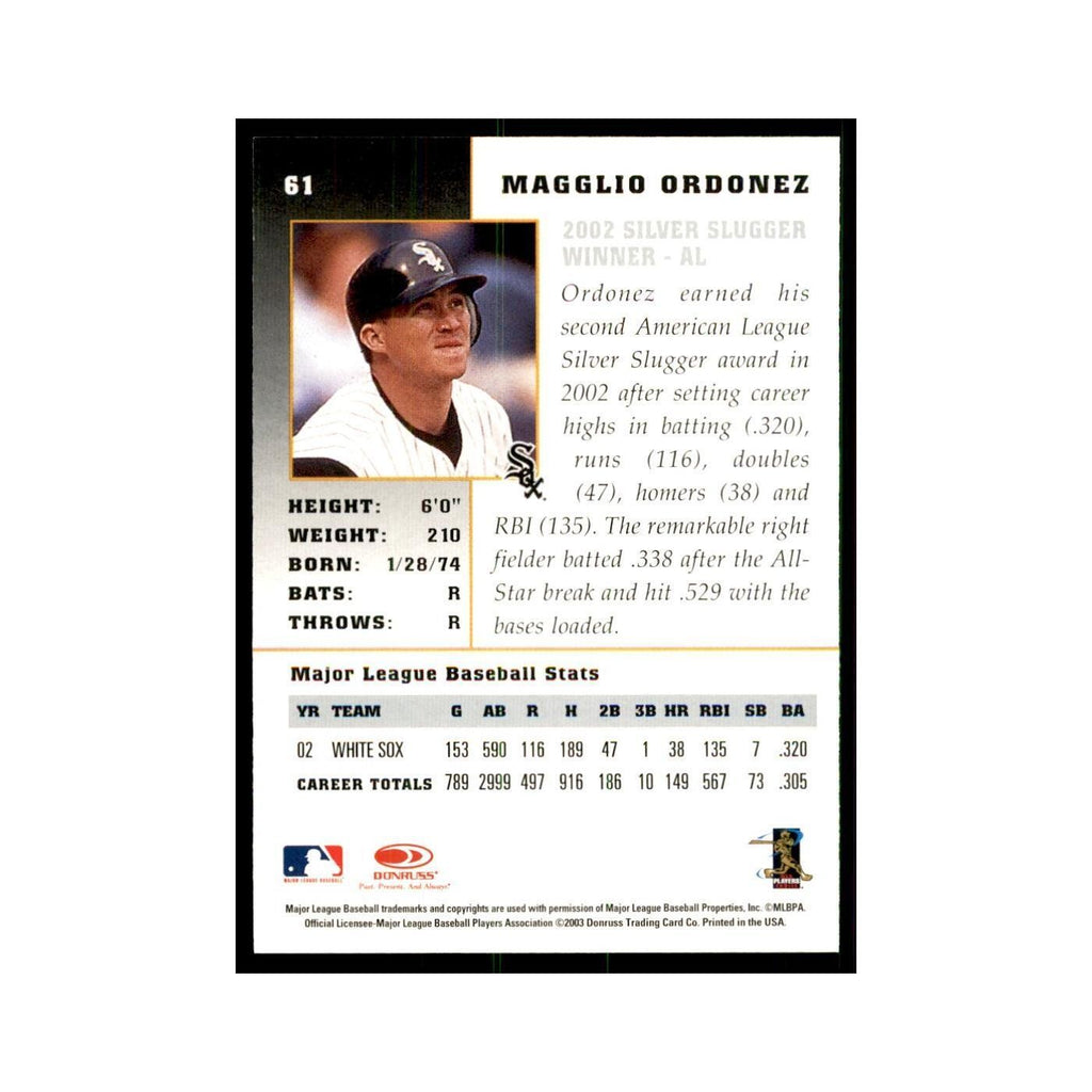 2003 Donruss Champions Magglio Ordonez Baseball Cards #61