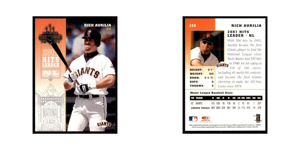 2003 Donruss Champions Rich Aurilia Baseball Cards #229