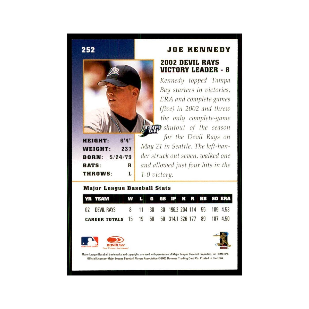 2003 Donruss Champions Joe Kennedy Baseball Cards #252