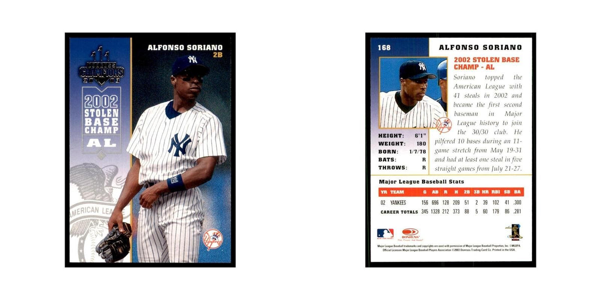 2003 Donruss Champions Alfonso Soriano Baseball Cards #168