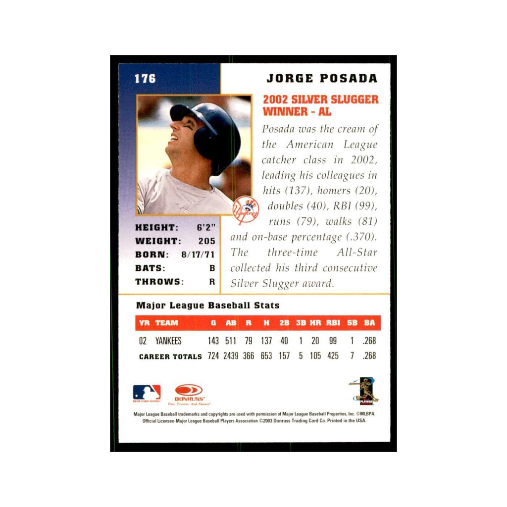 2003 Donruss Champions Jorge Posada Baseball Cards #176