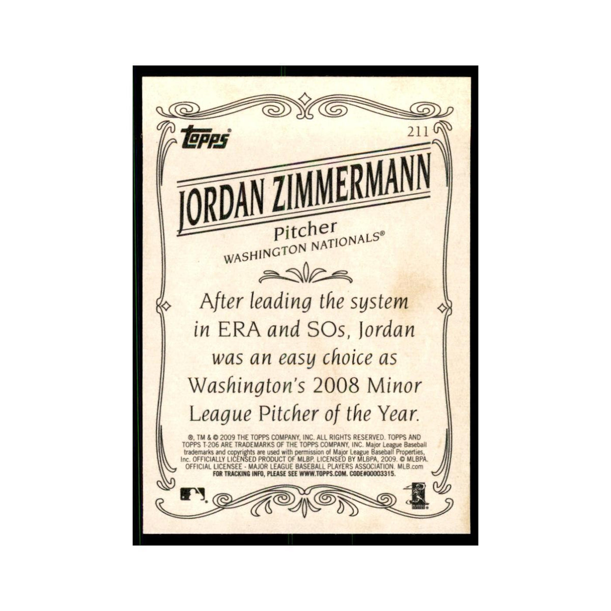 2009 Topps 206 Jordan Zimmermann Baseball Cards #211