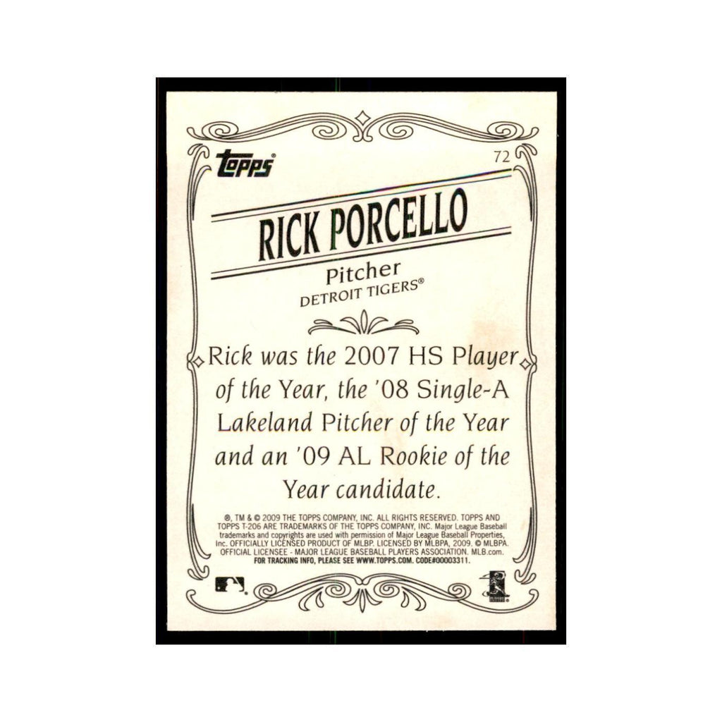2009 Topps 206 Rick Porcello Baseball Cards #72
