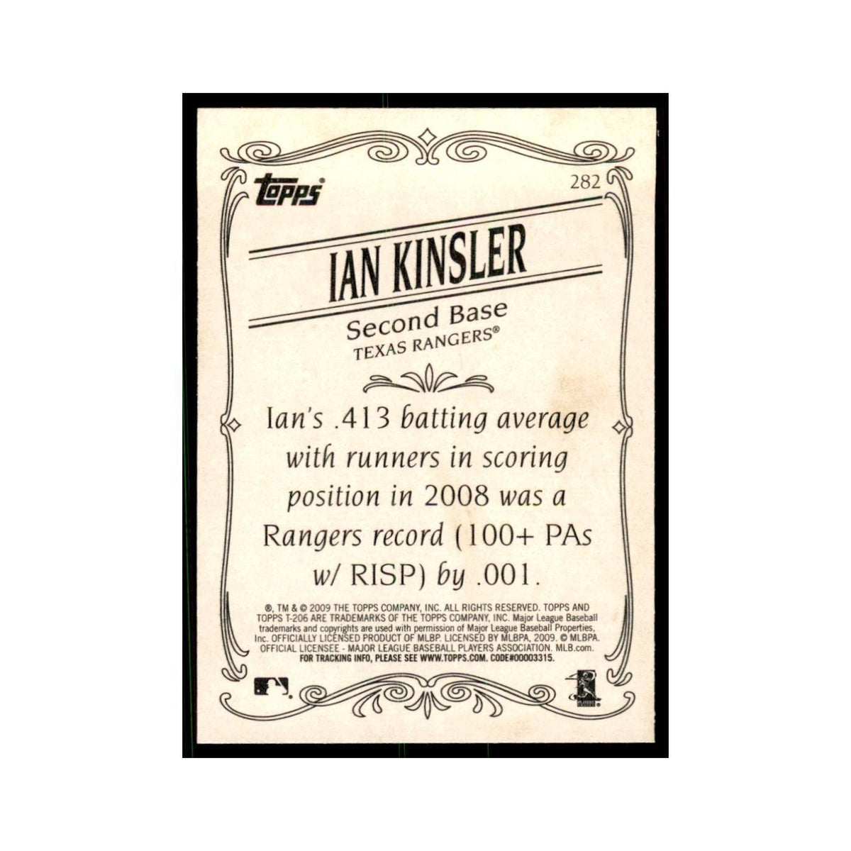 2009 Topps 206 Ian Kinsler Baseball Cards #282
