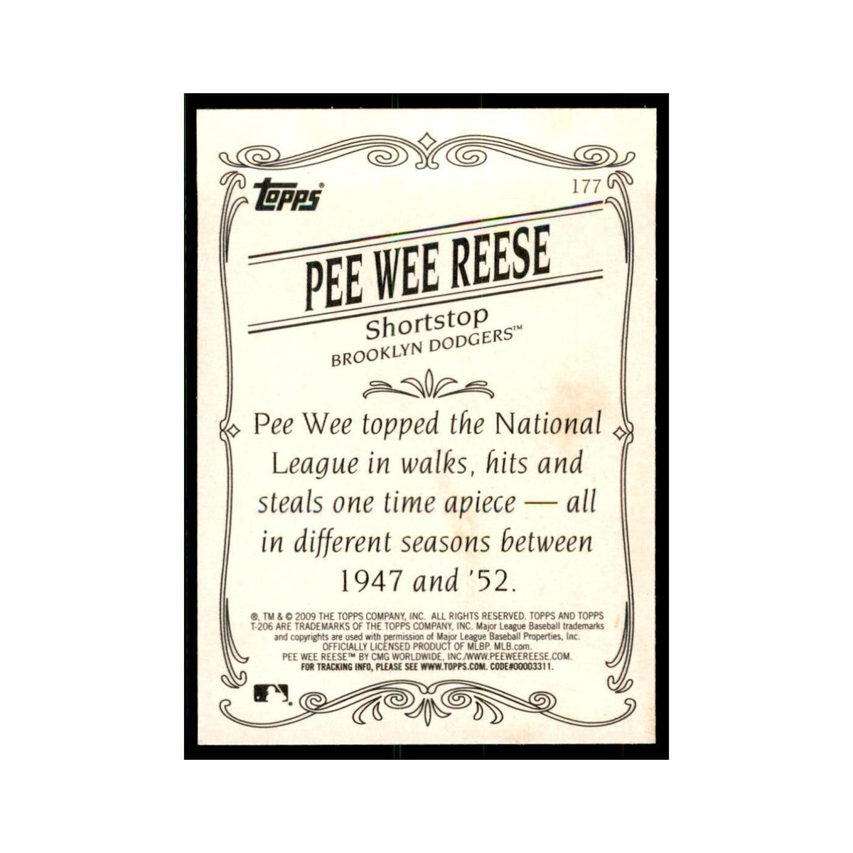 2009 Topps 206 Pee Wee Reese Baseball Cards #177
