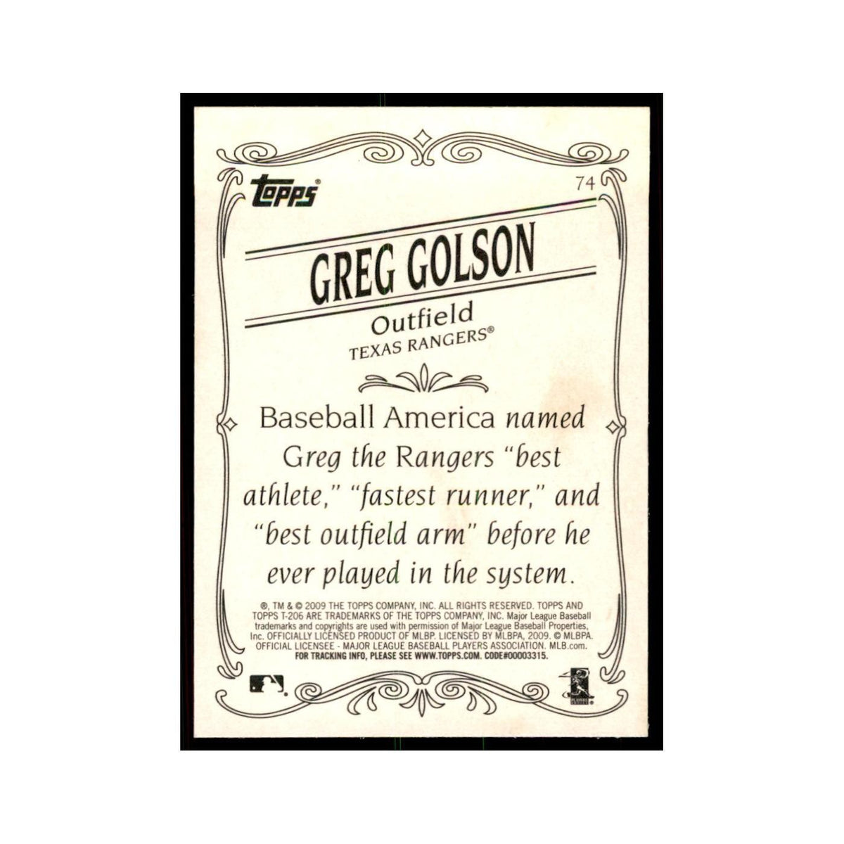 2009 Topps 206 Greg Golson Baseball Cards #74