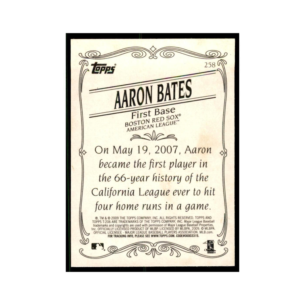2009 Topps 206 Aaron Bates Baseball Cards #258