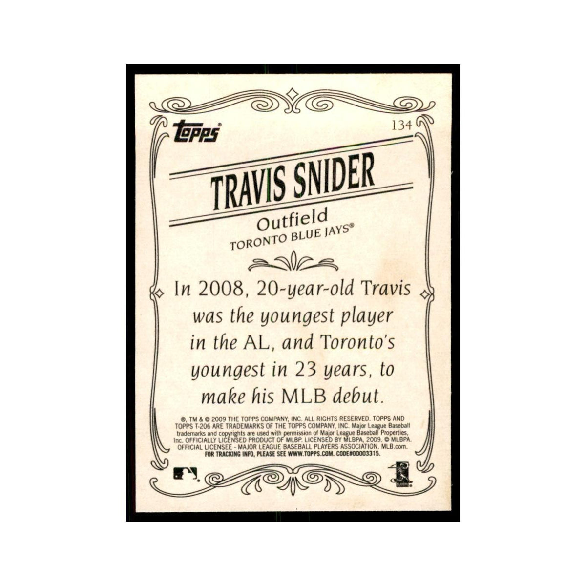 2009 Topps 206 Travis Snider Baseball Cards #134