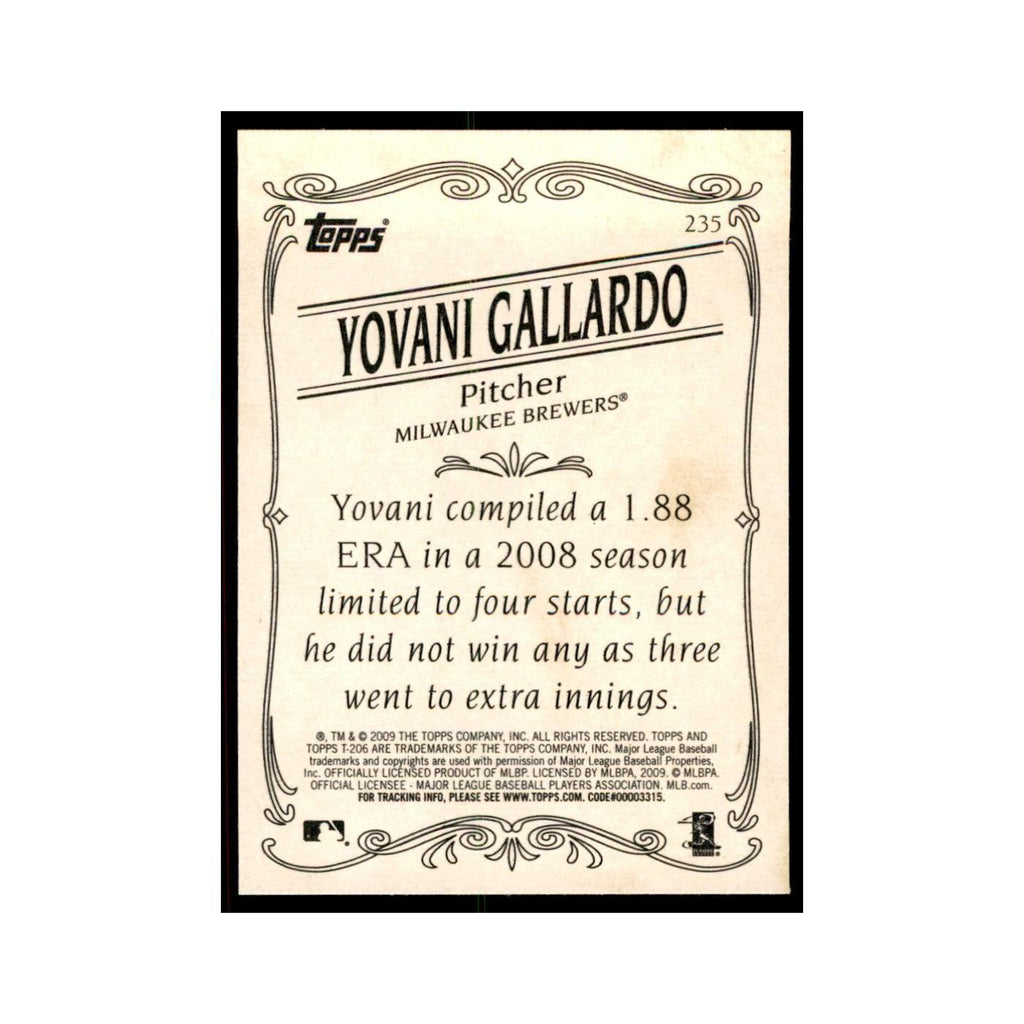 2009 Topps 206 Yovani Gallardo Baseball Cards #235