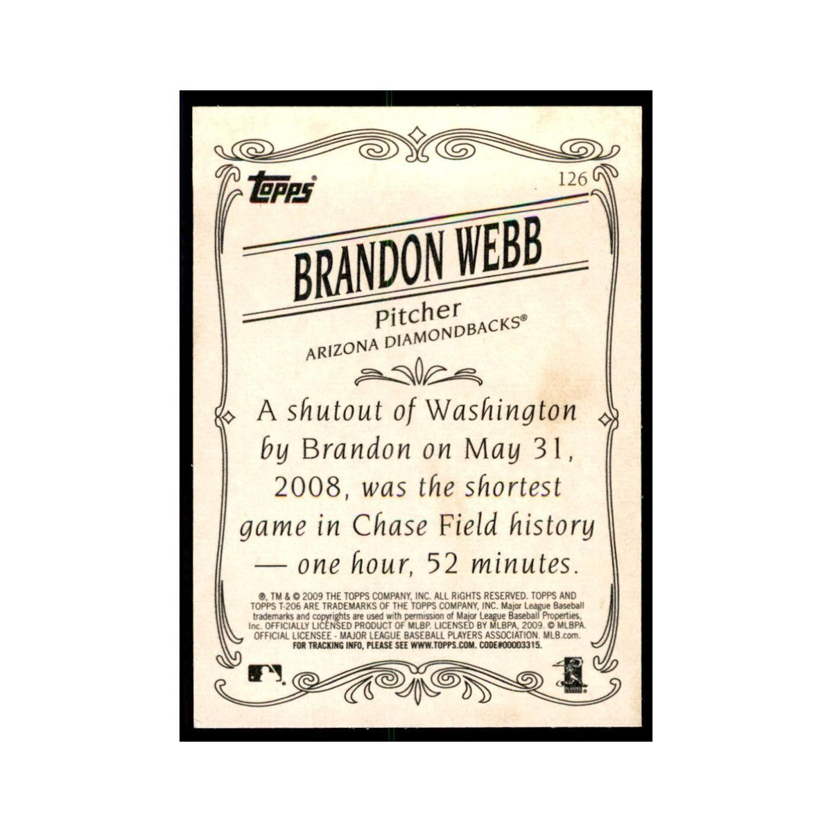 2009 Topps 206 Brandon Webb Baseball Cards #126