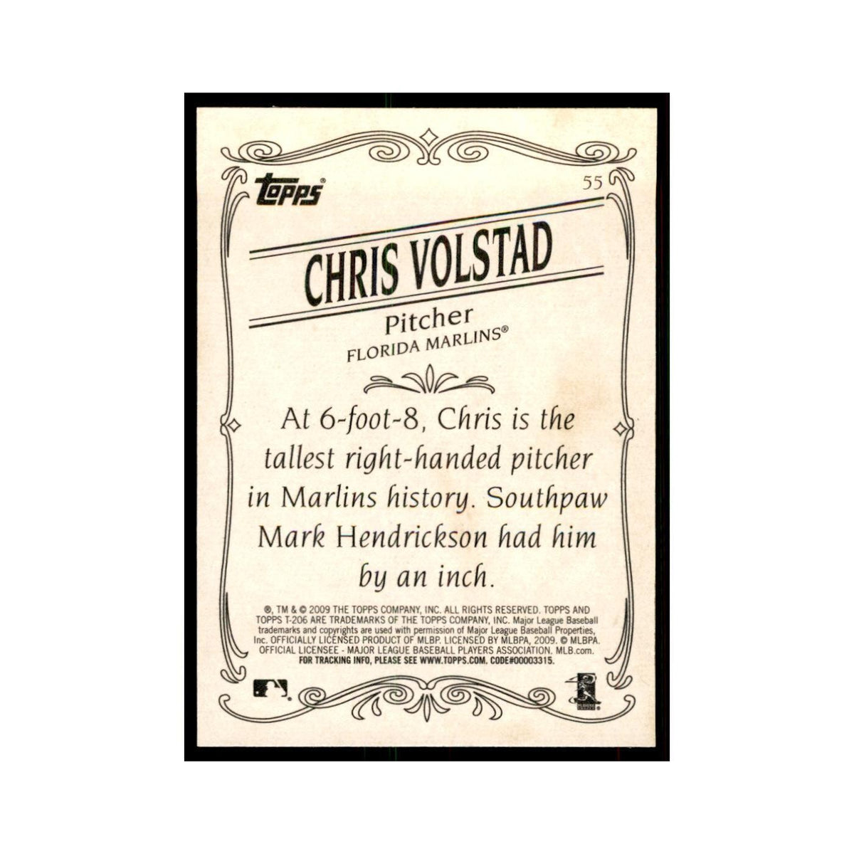 2009 Topps 206 Chris Volstad Baseball Cards #55