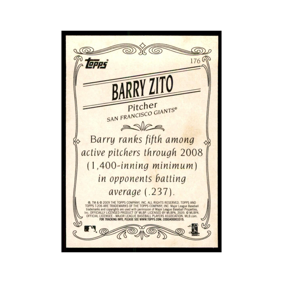 2009 Topps 206 Barry Zito Baseball Cards #176