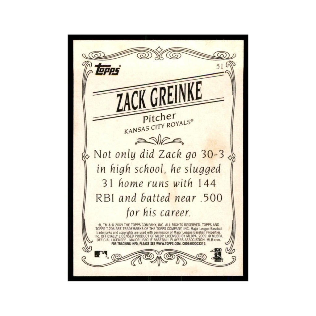 2009 Topps 206 Zack Greinke Baseball Cards #51