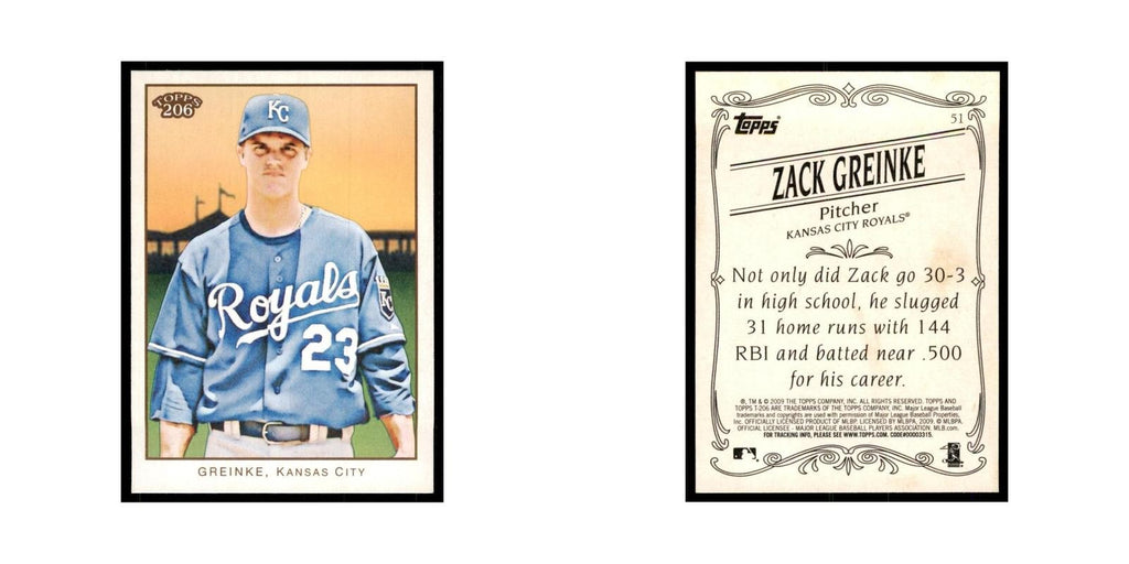 2009 Topps 206 Zack Greinke Baseball Cards #51