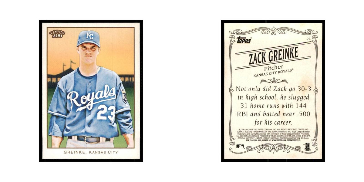 2009 Topps 206 Zack Greinke Baseball Cards #51