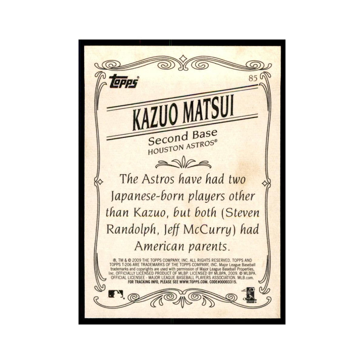 2009 Topps 206 Kazuo Matsui Baseball Cards #85