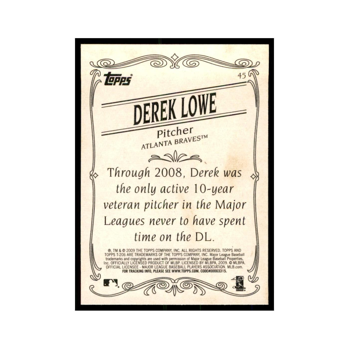 2009 Topps 206 Derek Lowe Baseball Cards #45