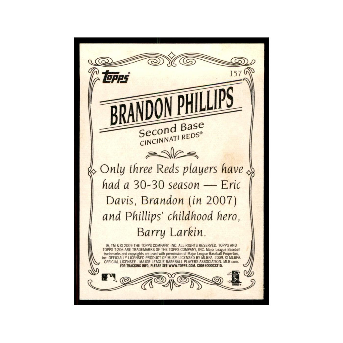 2009 Topps 206 Brandon Phillips Baseball Cards #157