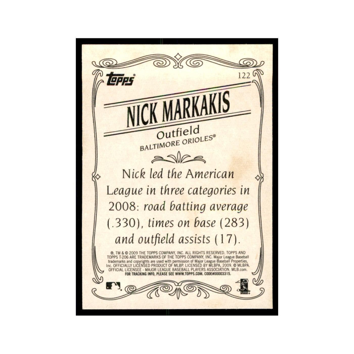 2009 Topps 206 Nick Markakis Baseball Cards #122