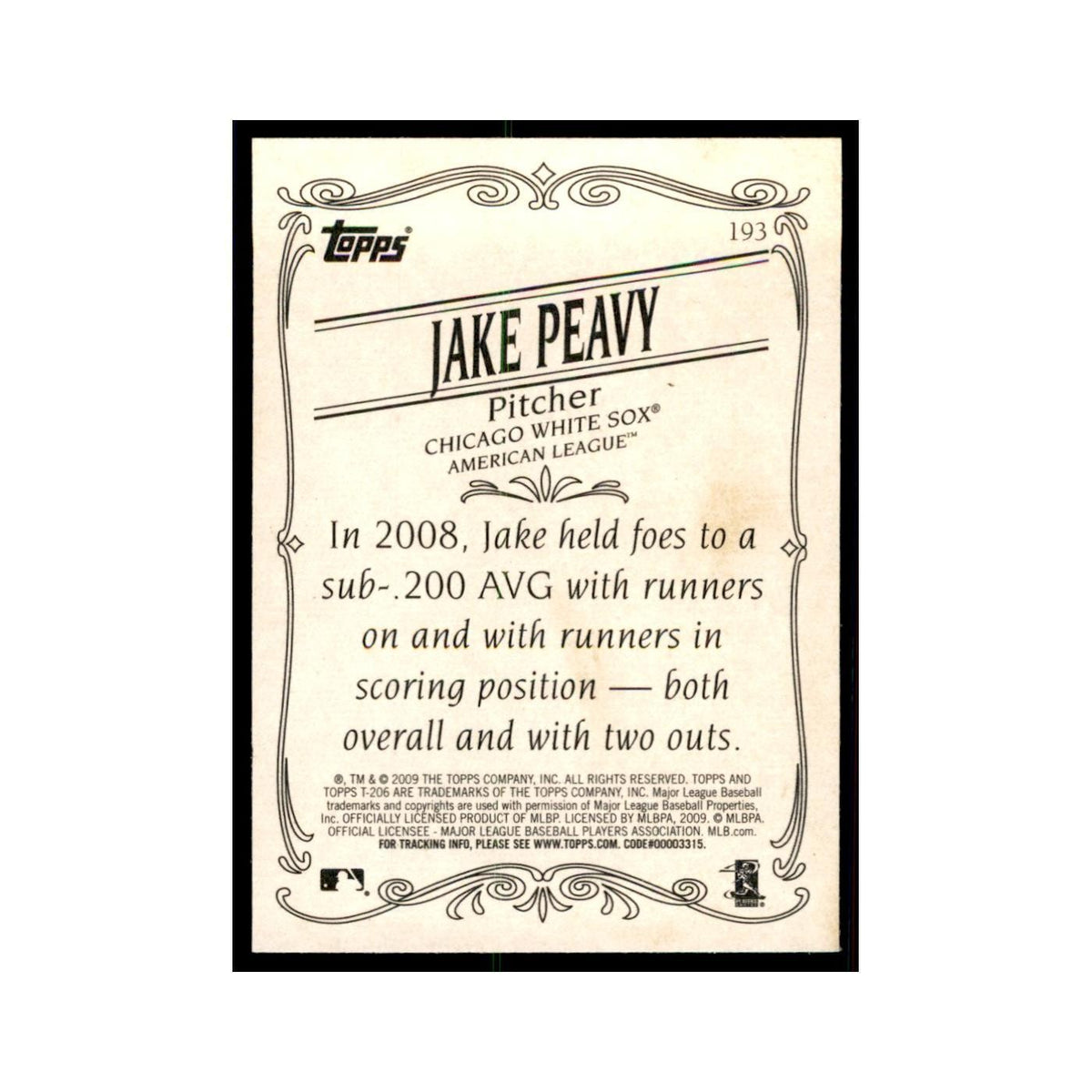 2009 Topps 206 Jake Peavy Baseball Cards #193