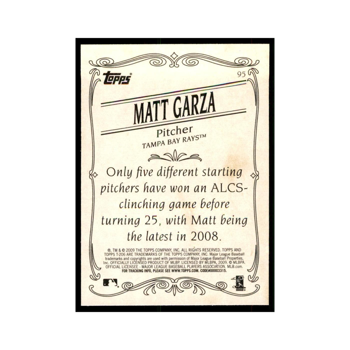 2009 Topps 206 Matt Garza Baseball Cards #95