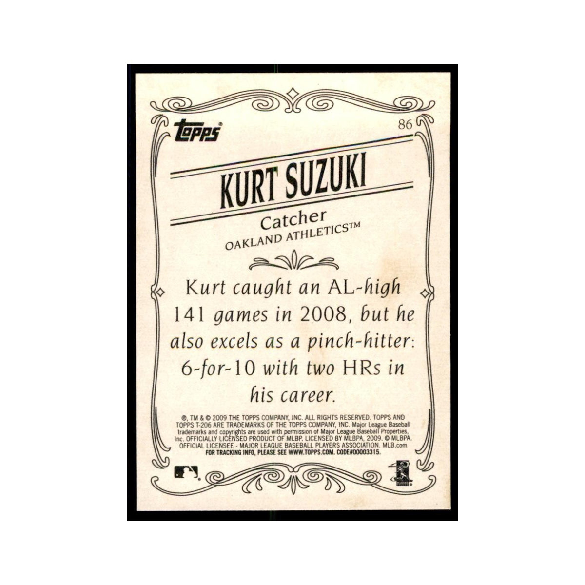 2009 Topps 206 Kurt Suzuki Baseball Cards #86