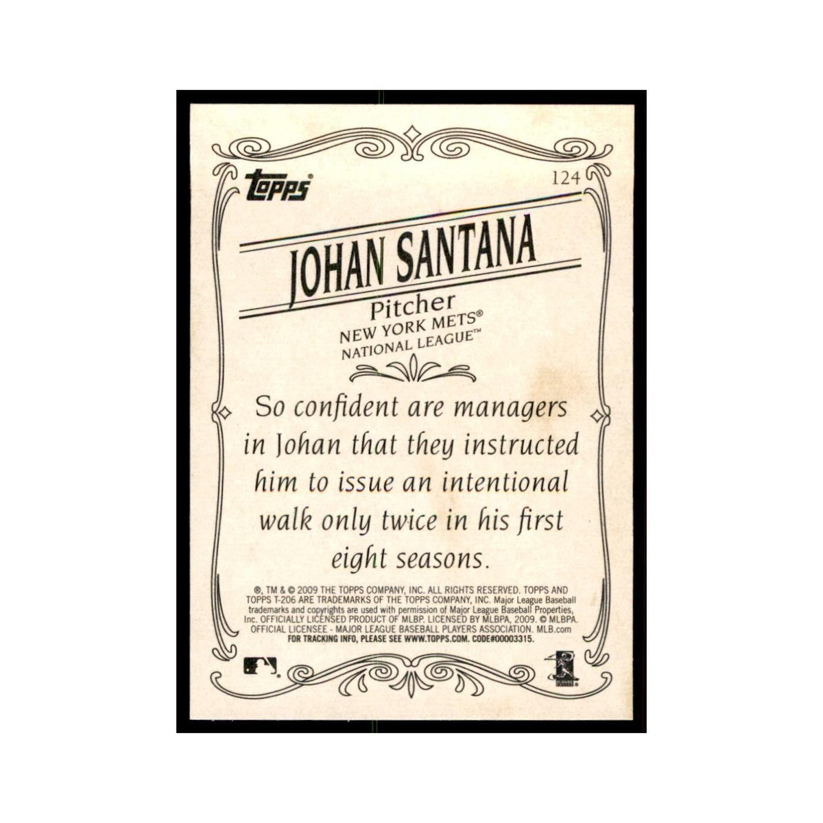 2009 Topps 206 Johan Santana Baseball Cards #124